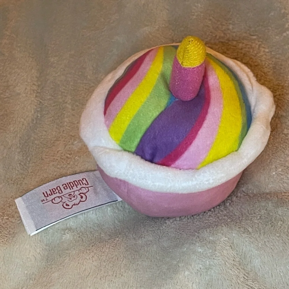Colorful Birthday Cup Cake Plush Decoration that lights up and sings